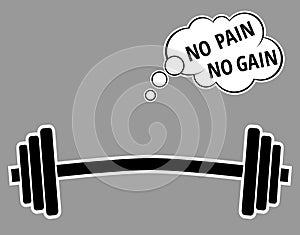 No pain no gain in comic bubble with dumbbell vector