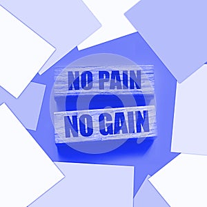 No Pain No Gain message written with wooden blocks on yellow. Business success concept