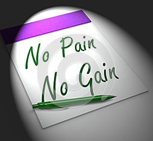 No Pain No Gain Notebook Displays Hard Work Retributions And Mot