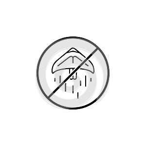 No paragliding icon. Simple thin line, outline vector of adventure ban, prohibition, embargo, interdict, forbiddance icons for ui
