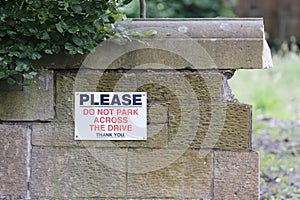 No parking across drive private property sign