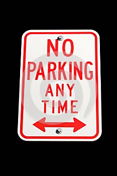 No parking anytime sign isolated