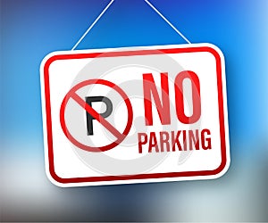 No parking on red background. Danger symbol. Warning attention sign. Stop sign. Vector stock illustration.