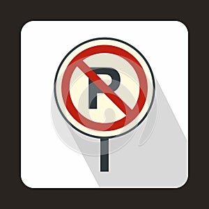No parking sign icon in flat style
