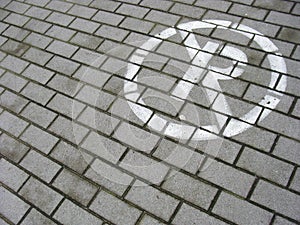 No parking sign on pavement