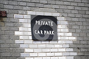 No Parking Sign in Private Residential Residents Car Park at House Building