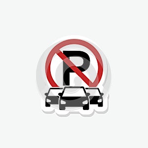 No parking sign sticker isolated in white Background