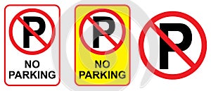 No parking signs with car icons set