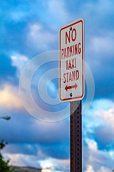 No Parking: Taxi Stand sign