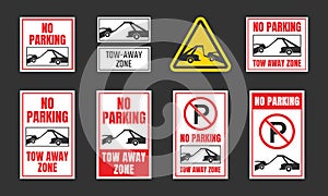 No parking, tow away zone sign set photo