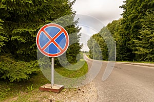 No parking traffic sign on the rural road