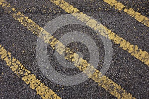 No parking yellow line cross zone diagonal lines
