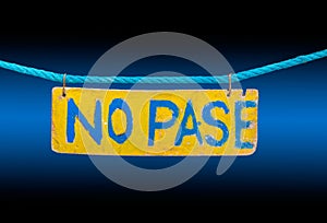 No Pase sign blue & black blackground photo