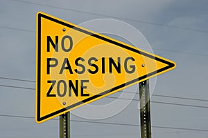 No passing zone sign