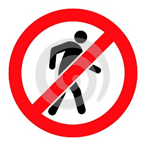 No Pedestrian Walking - Vector Icon Illustration photo