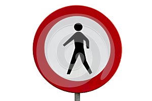 No pedestrians road sign