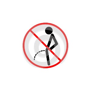 No peeing line icon, pee prohibition sign,