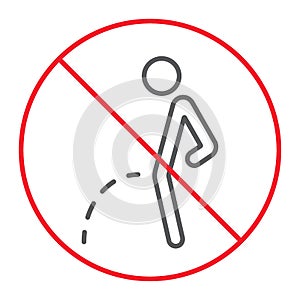 No peeing thin line icon, prohibition forbidden