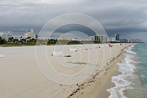 No people on Miami Beach stay home order to slow spread of Coronavirus Covid 19 pandemic