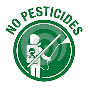 No pesticides - crossed man with sprayer