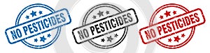 no pesticides stamp. no pesticides round isolated sign.