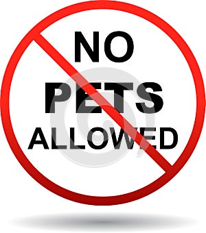 No pets allowed sign on white photo