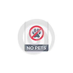 no pets vector flat colour icon