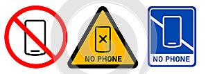 No phone allowed prohibition cell phone communication emblem restriction forbidden area symbol photo