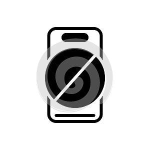Black solid icon for No Phone, not allowed and gadget