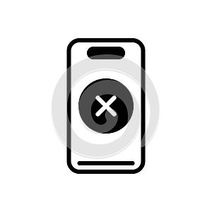 Black solid icon for No Phone, not allowed and communication
