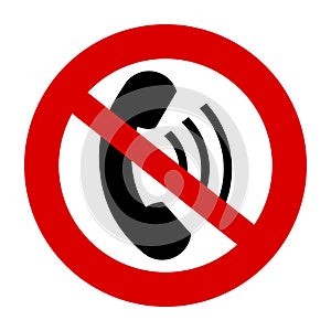 No phone icon. Prohibited symbol. Vector illustration isolated on white