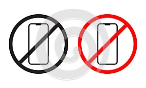 No phone icon vector. Turn off smartphone sign symbol. Cellphone barring concept photo