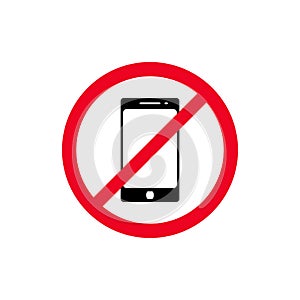 No phone sign vector flat icon. No talking and calling icon. Red cell prohibition illustration