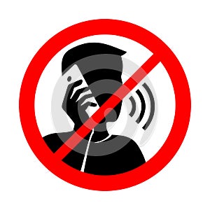 No phone talking prohibition sign with