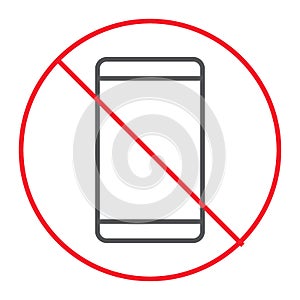 No phone thin line icon, prohibition