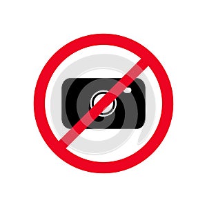 No Photo Camera, No Photography Sign flat icon vector illustraion