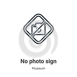 No photo sign outline vector icon. Thin line black no photo sign icon, flat vector simple element illustration from editable
