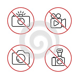 No photo and video signs set on white background