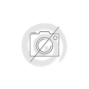 No Photography line icon, Forbidden To Use Camera outline vector logo, linear pictogram isolated on white, pixel perfect illustrat