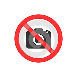 No photography sign. Flat design. No photo icon. Vector illustration.