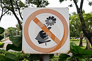 No Picking Flowers Sign