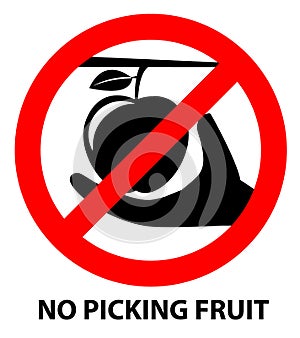 No picking fruit sign symbol