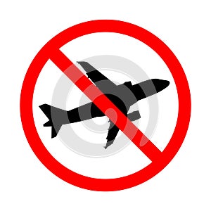 No Plane Flight is canceled Icon Illustration Isolated on a White Background. Flight cancelled because of Coronavirus outbreak