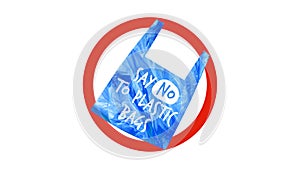 no plastic bag icon road sign animation. simple red circle prohibition Not Allowed Sign road motion design 4k with alpha