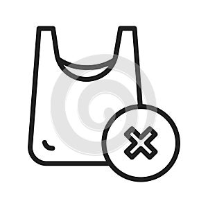 No Plastic Bags Icon Image.