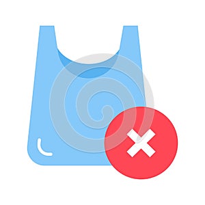 No Plastic Bags Icon Image.