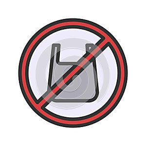 No Plastic Bags icon vector image.