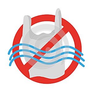 No plastic bags in the water vector icon.