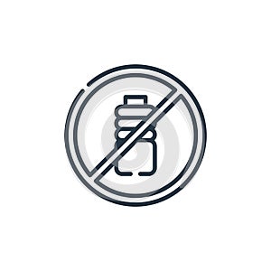 no plastic bottles icon vector from mother earth day concept. Thin line illustration of no plastic bottles editable stroke. no