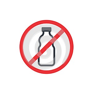 no plastic bottles icon, vector sign